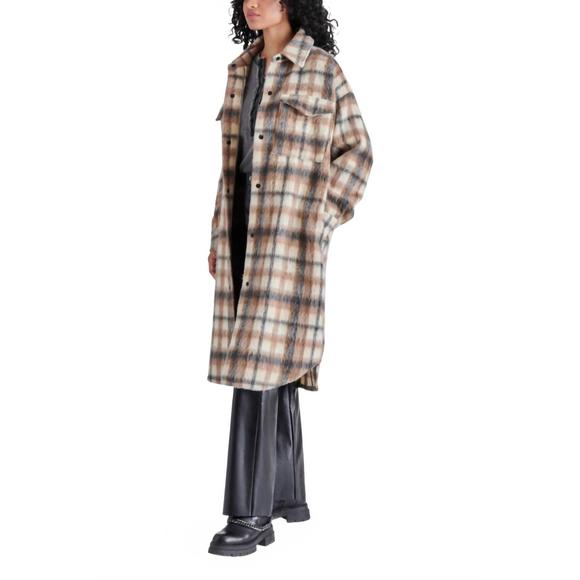 NEW STEVE MADDEN chloe shirt jacket in cream multi - Picture 4 of 4